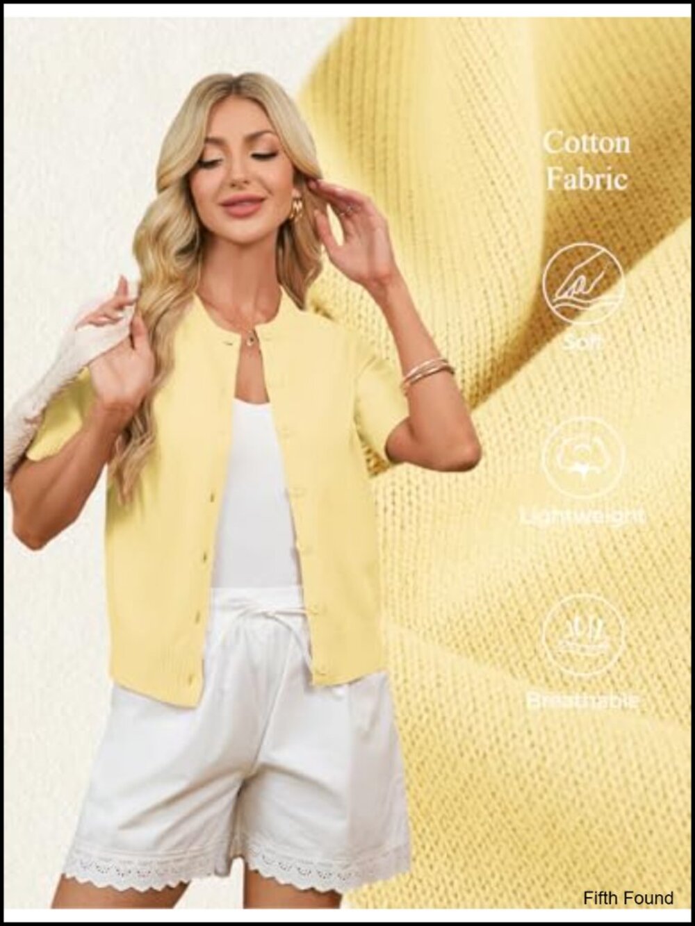 Women's Short Sleeve Cotton Cardigan Button Down - Picture 4 of 6